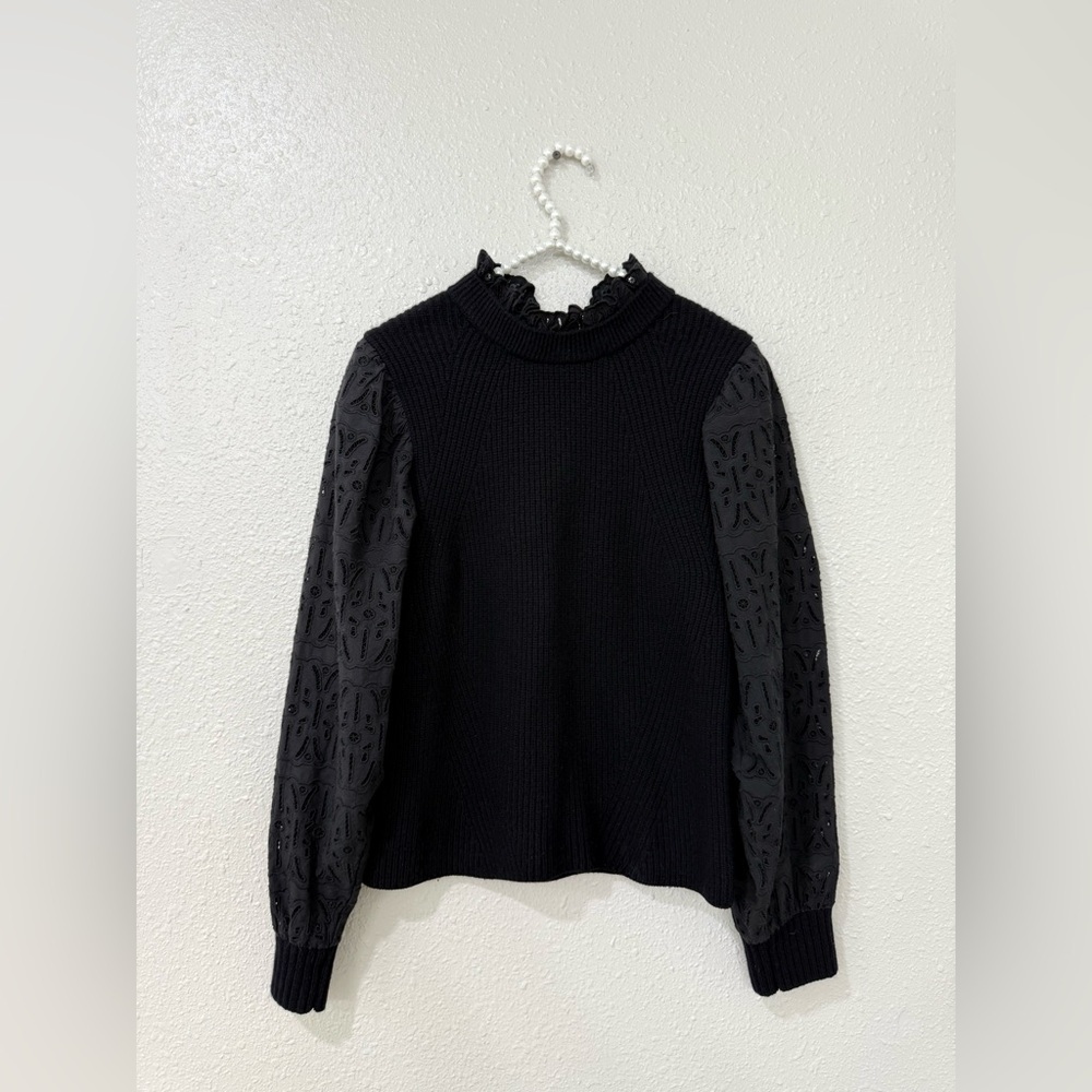 Sea NY Iris Wool Puff Sleeve Sweater Blouse Size M - Picture 2 of 8
